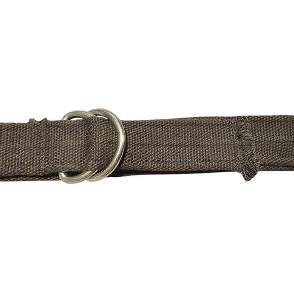 Brown Canvas Woven Belt with D Ring Silver Buckle - Picture 2 of 5
